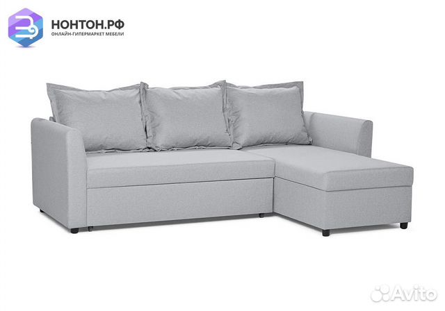 Диван угловой дельфин Монца серый