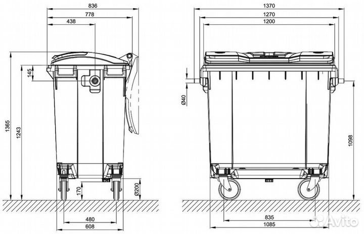 Пластиковый контейнер 770л. Арт. 52517