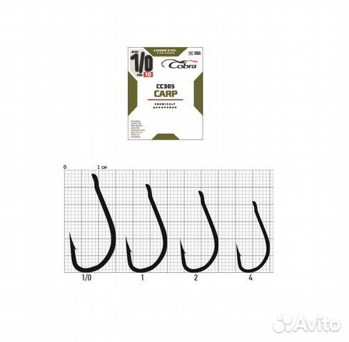 Крючки cс305 разм.1/0 10шт. carp 