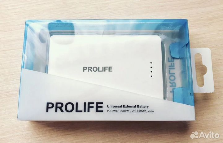 Переносной Тонкий PowerBank ProLife 2500mAh Белый