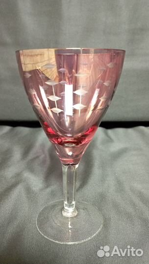 Фужеры с насечками рюмки марганцевое стекло СССР