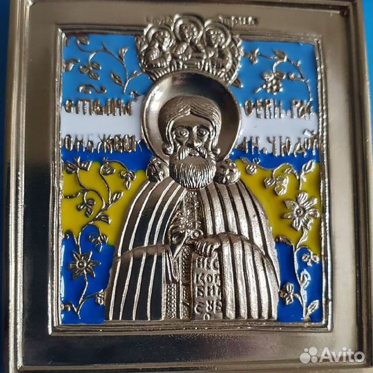 Святой Сергий Радонежский икона с эмалью