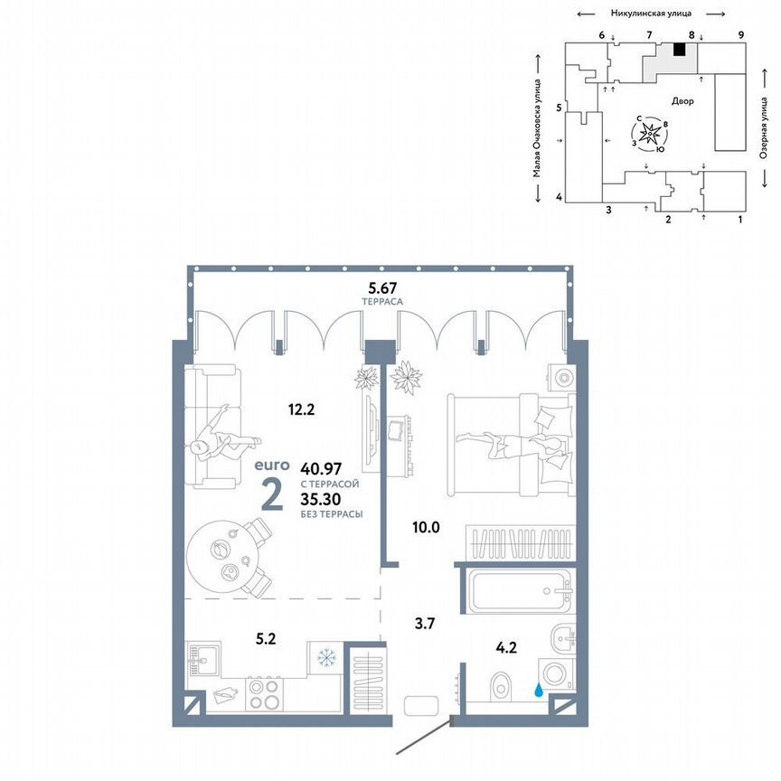 1-к. квартира, 37 м², 8/30 эт.