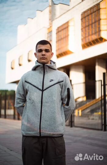 Кофта nike tech fleece серая