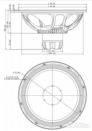 Eighteen sound 15ntlw3500/8, 15' динамик нч, неодим, 8 Ом, 900 Вт AES, 98dB, 40.4000 Гц