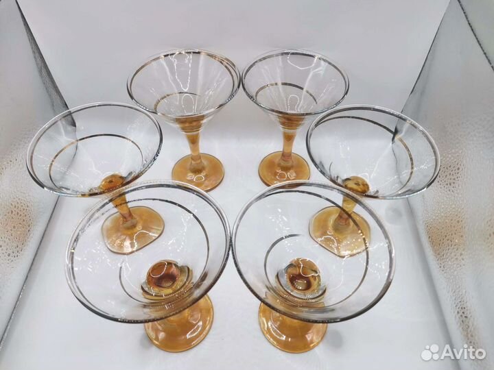 Бокалы фужеры для Мартини Медовое стекло СССР