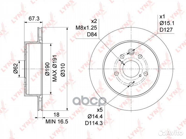 Диск тормозной зад BN1187 lynxauto