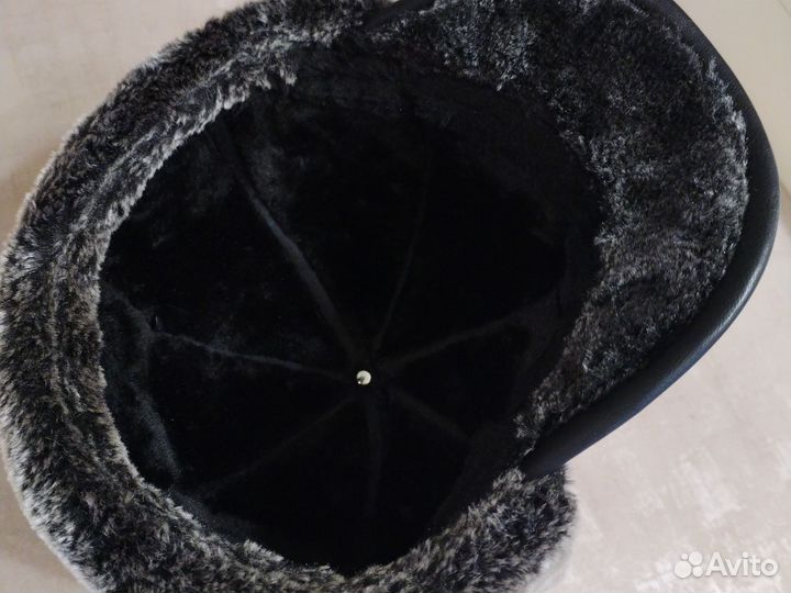 Мужская кожаная кепка зимняя