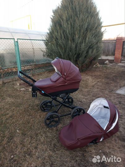 Коляска 2в1 Aroteam Cocoline Prima, бордовая кожа