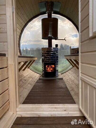 Баня бочка на колесах в аренду