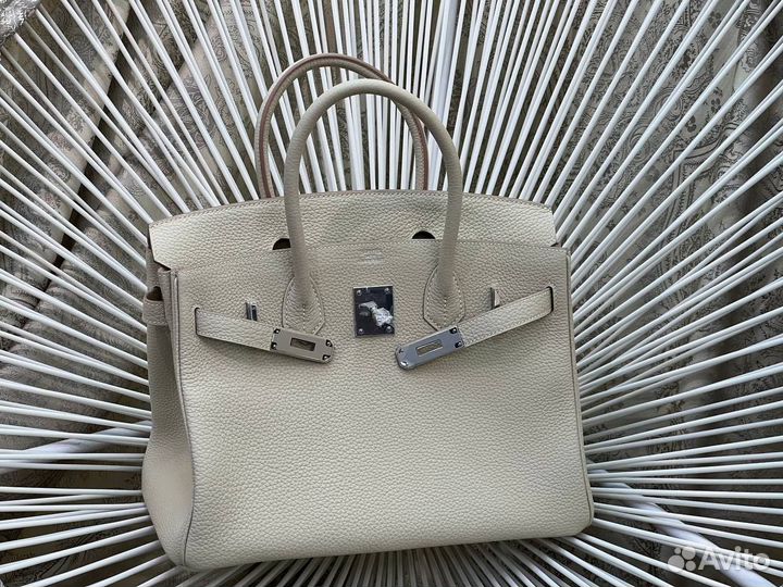 Сумка Hermes Birkin 30 в молочном цвете