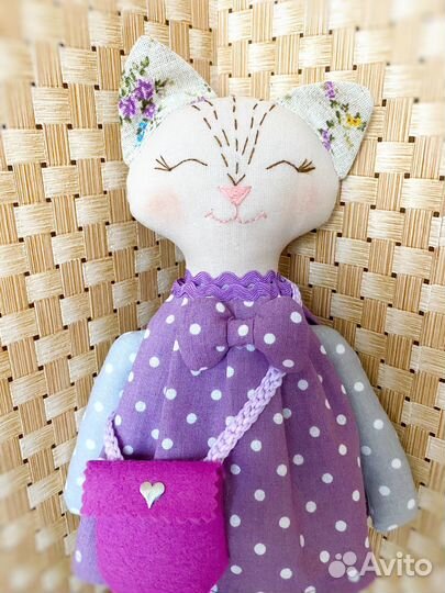 Кукла ручной работы кошечка