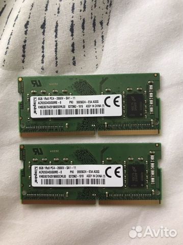 Sodimm Kingston 16 gb (8x2) ddr4 2666 мгц