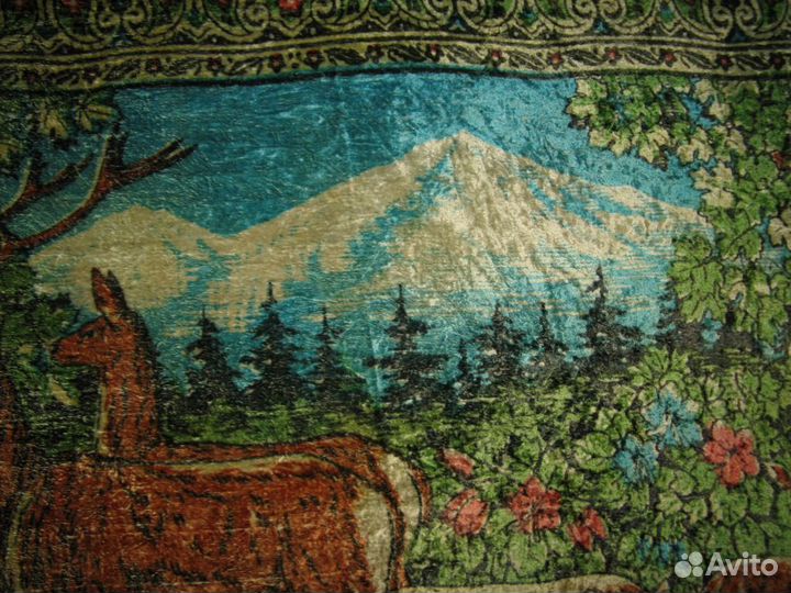 Ковёр плюшевый Олени на фоне гор винтаж СССР