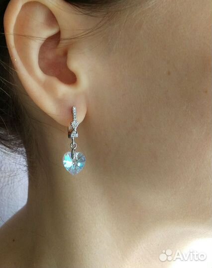 Серьги сердечки Swarovski