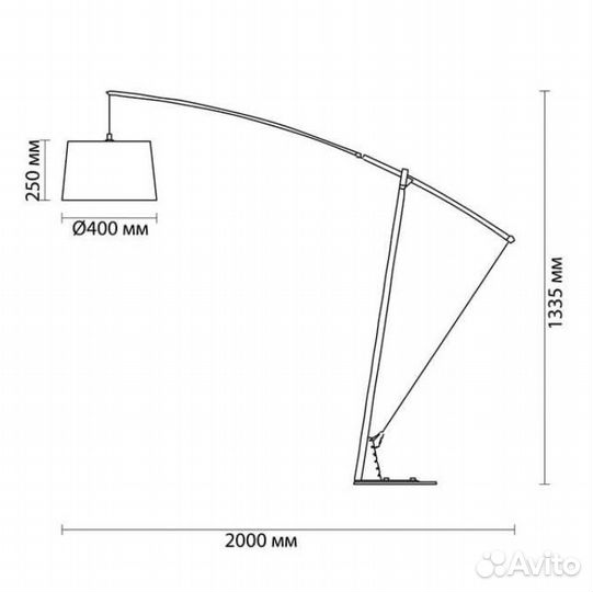 Торшер современый, белый абажур