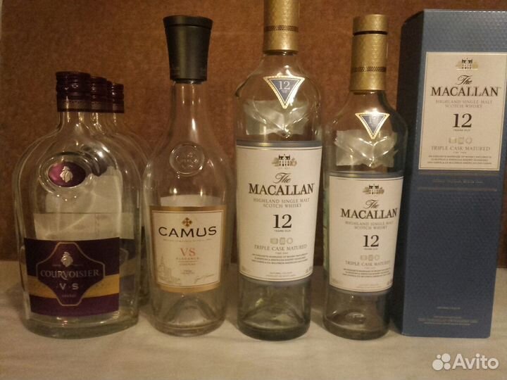 Бутылки с коробками, без,от виски, коньяка и т.п