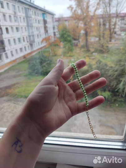 Браслет из бисера зелёный