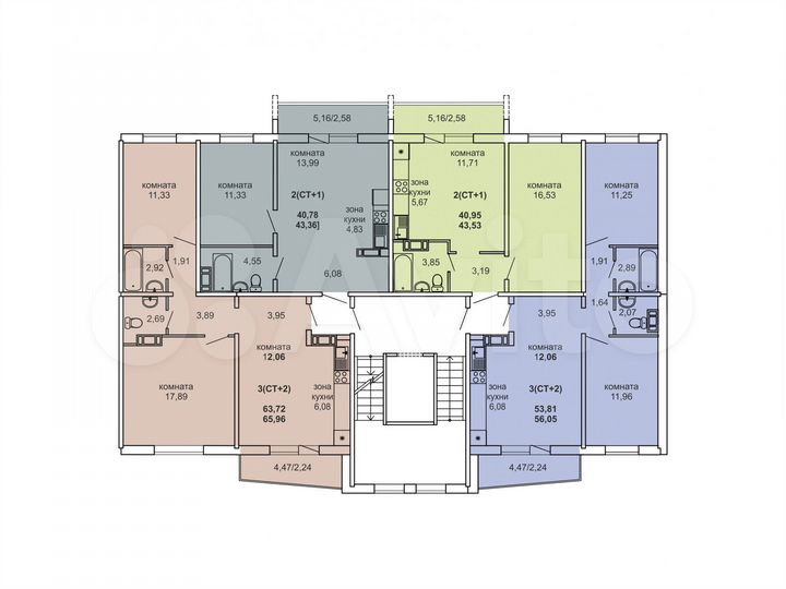 2-к. квартира, 45,9 м², 4/7 эт.