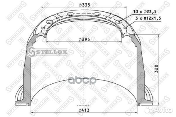 85-00035-SX торм.барабан 413x254/265 H320 d2
