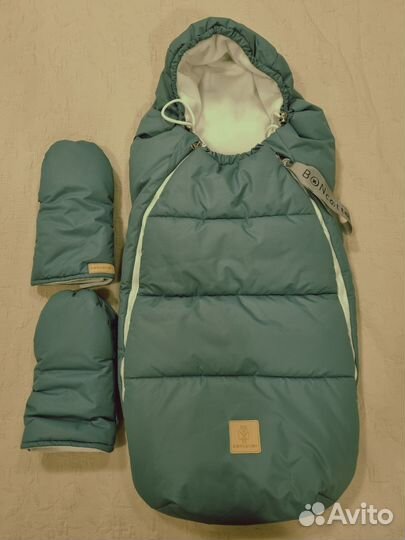 Зимний конверт в коляску с муфтами