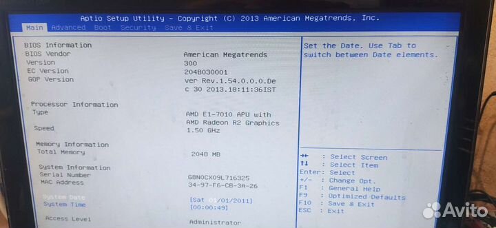 Asus X540Y (X540YA main board rev: 3.0)