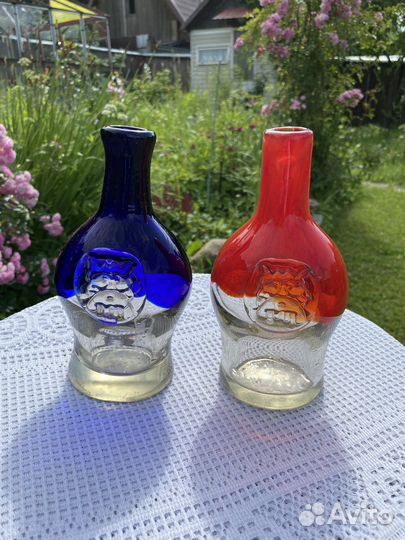 Парные бутылки, стекло, винтаж