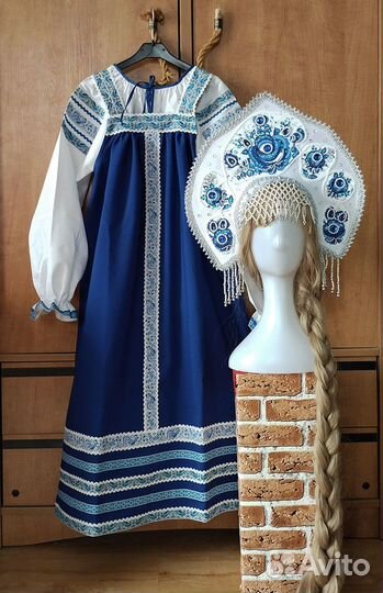 Русский народный сарафан Гжель