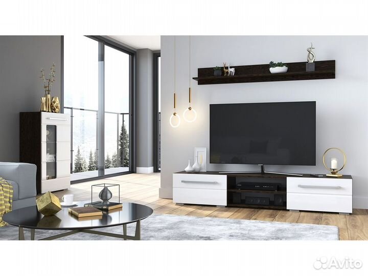 Тумба с полкой (1,8м) глянец Белый/Сонома