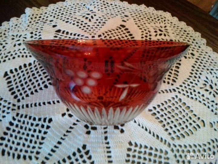 Фруктовница рубиновое стекло СССР