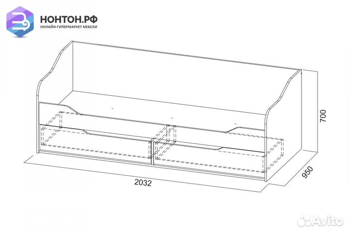 Кровать Грей 0.9 м цемент светлый / белый