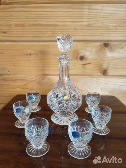 Графин и 6 стопок. Хрусталь. Богемия