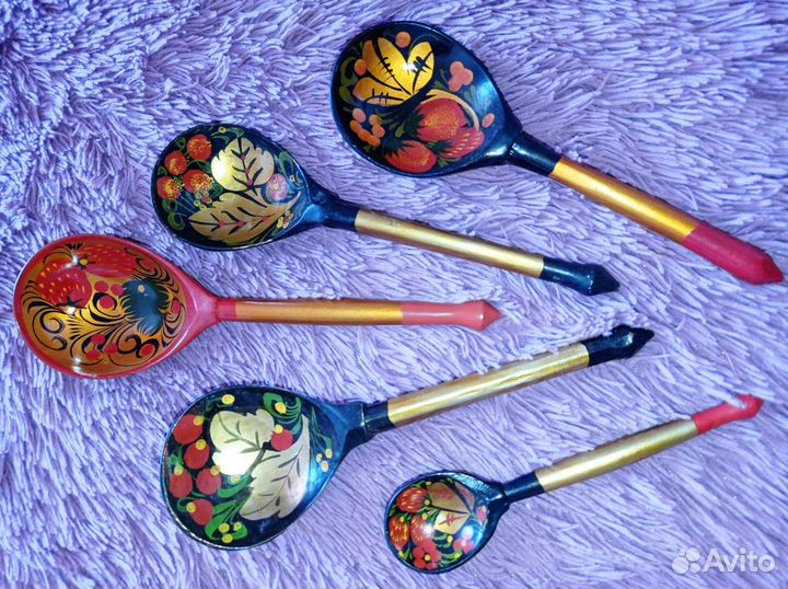 Русские деревянные ложки хохлома расписные