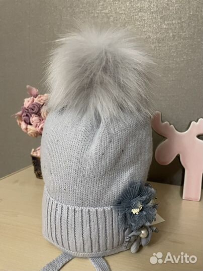 Зимние шапки на завязках для девочки