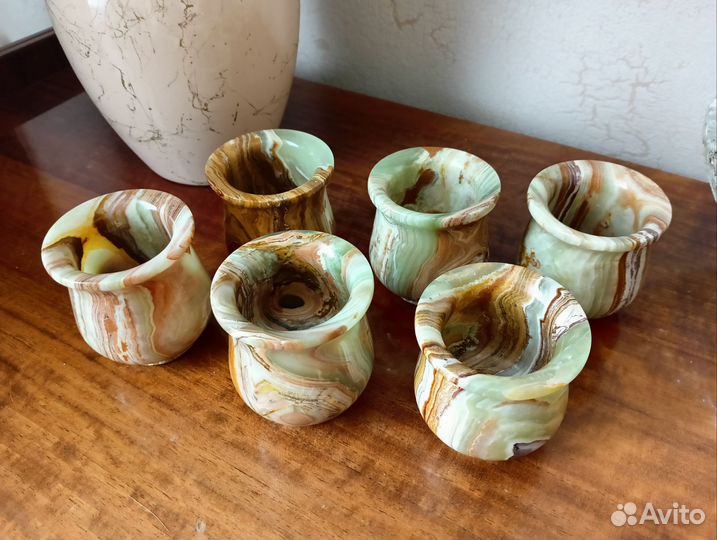 Стаканы (рюмки) из оникса, 6 шт