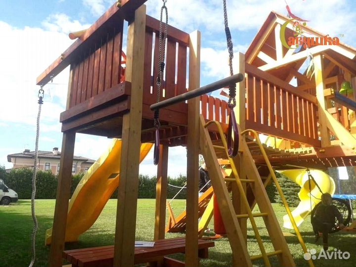 Детские площадки домики горка качели