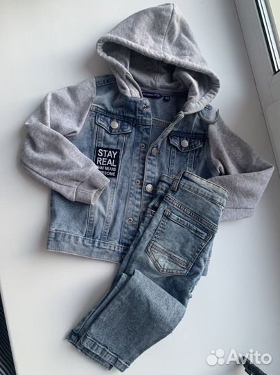 Джинсовая куртка и джинсы для мальчика 104