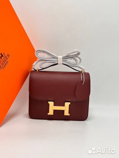 Сумка женская hermes бордовая люкс