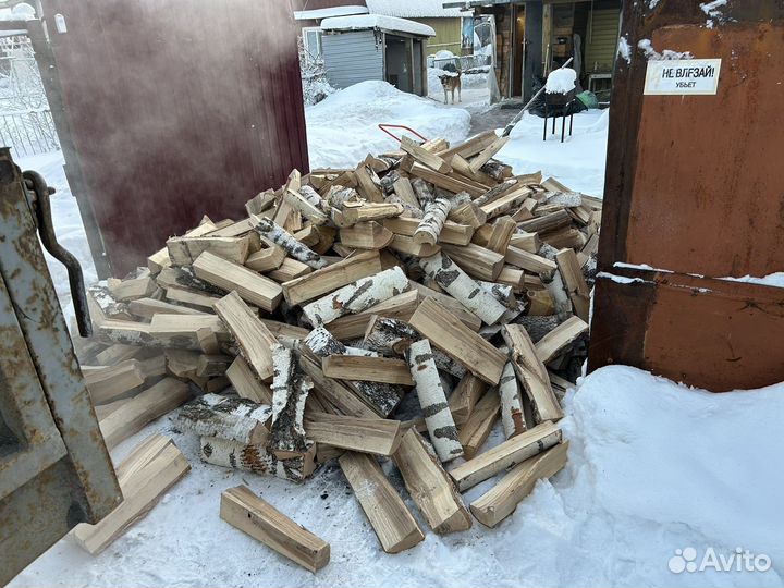 Дрова, березовые, колотые сухие, сырые