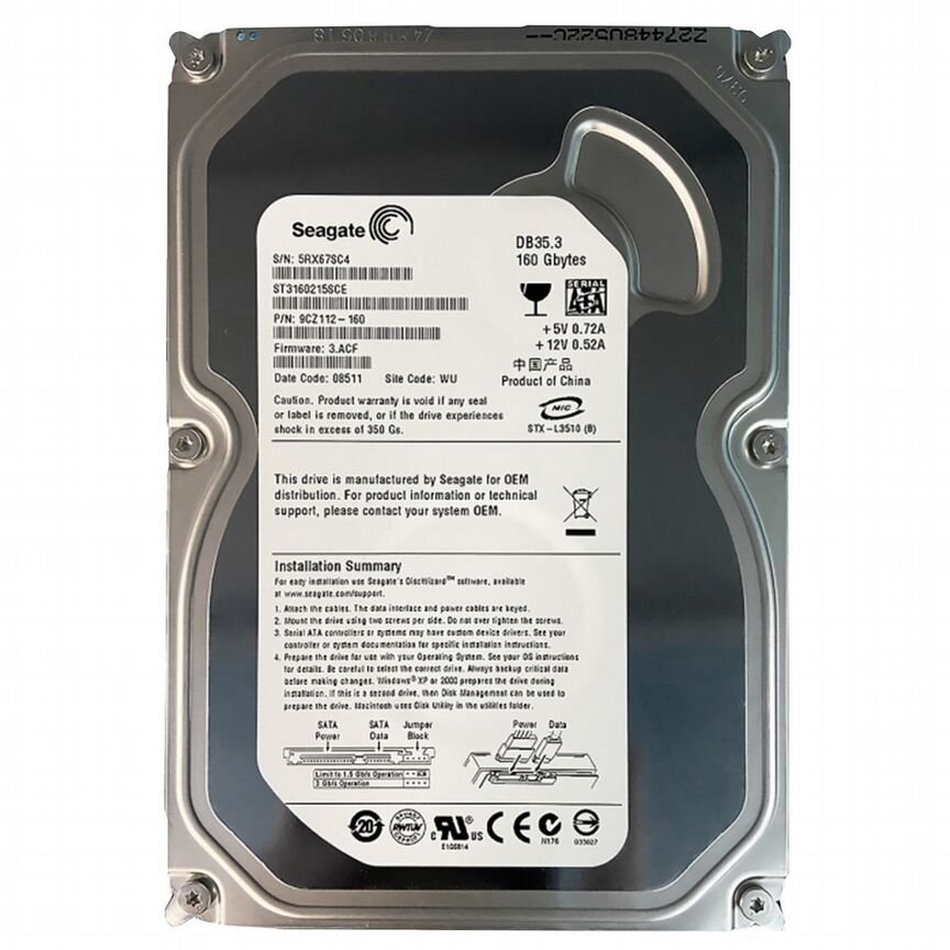 [ST3160215SCE] Жесткий Диск Seagate 160gb Sata2 3.5 St3160215sce