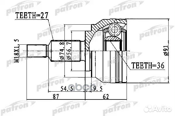 ШРУС наружный 27x56,7x36 renault: laguna III PC