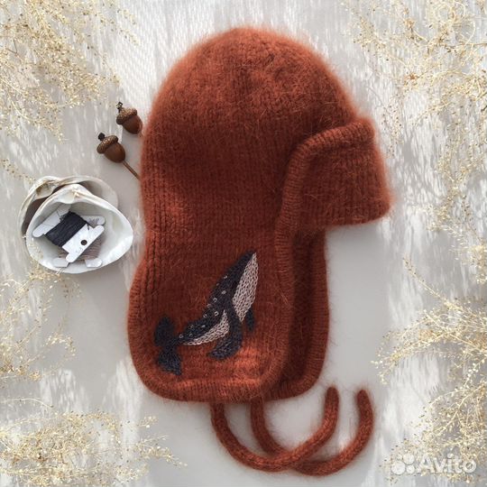 Вязаная шапка - ушанка на заказ