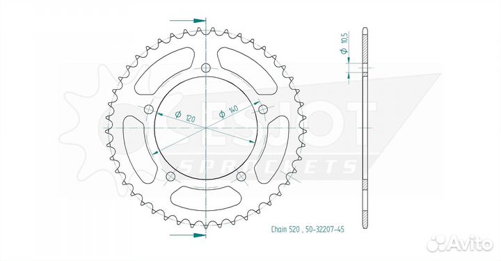 Задняя звезда Esjot 50-32207-45 (аналог JTR1793.45