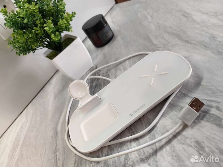 Зарядная станция 3в1:iPhone, Apple Watch, Airpods