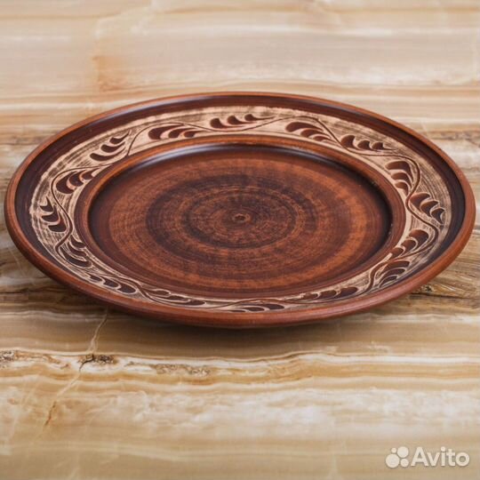 Тарелка глиняная для микроволновки, подачи закусок