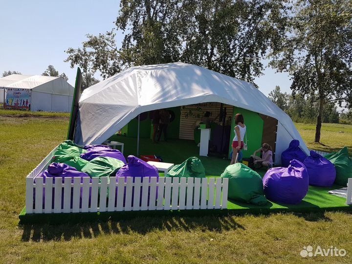 Оригинальный шатер для глэмпинга квадрокупол 6х6 m