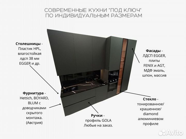 Кухонный гарнитур в стиле хай тек