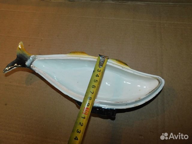 Старинная,фаянсовая масленка-шкатулка Рыба ри