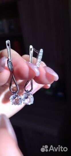 Серебряные серьги с горным хрусталем