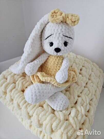 Плюшевый плед ручной работы